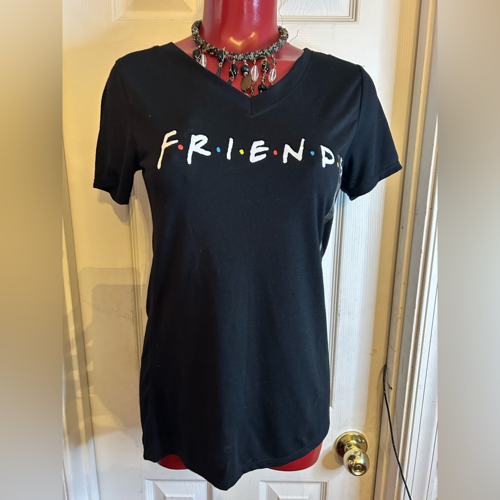 FRIENDS Official "The Television Series" Women's TV Show V-Neck T-Shirt XS BLACK
